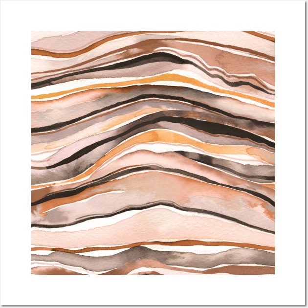 Pocket - Watercolor Mineral Layers Terracota Wall Art by ninoladesign